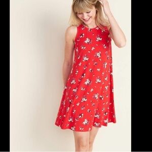 Old Navy red floral sleeveless swing dress